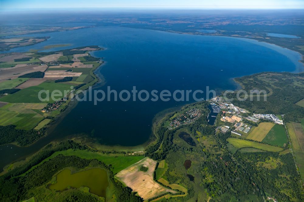 Südmüritz from above - Riparian areas on the lake area of Mueritz in Suedmueritz in the state Mecklenburg - Western Pomerania, Germany