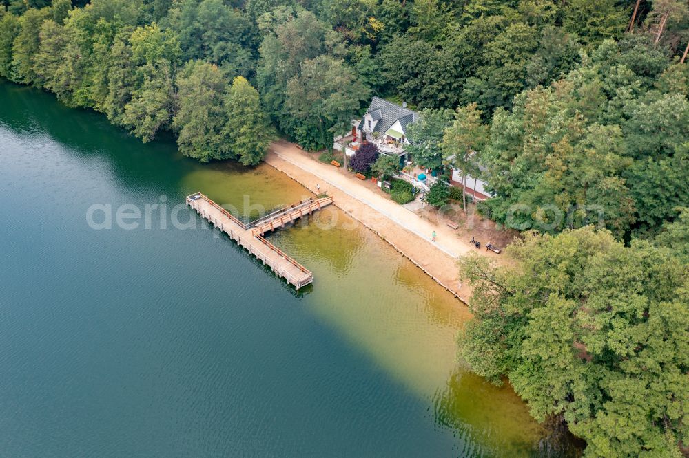 Aerial image Lanke - Riparian areas on the lake area of Obersee in Lanke in the state Brandenburg, Germany