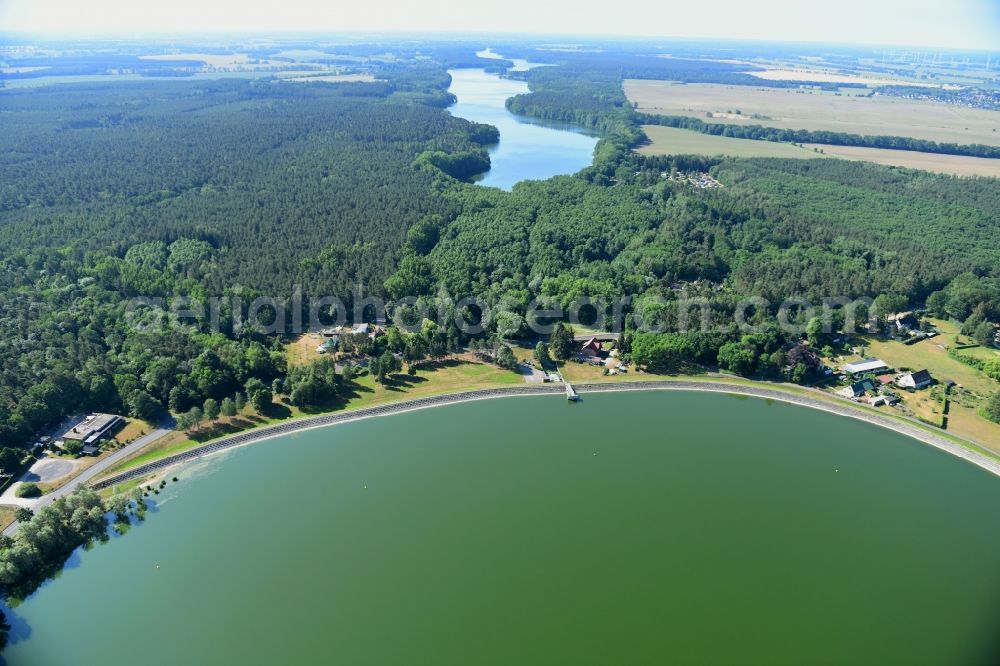 Aerial photograph Stolpe - Riparian areas on the lake area of Obersee in Stolpe in the state Brandenburg, Germany