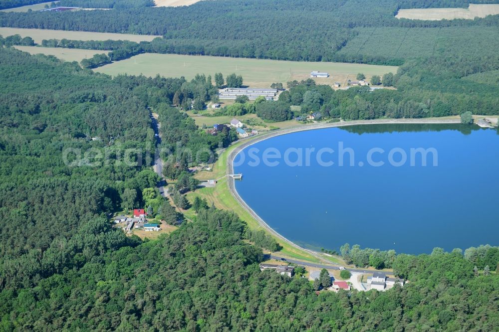 Aerial image Stolpe - Riparian areas on the lake area of Obersee in Stolpe in the state Brandenburg, Germany