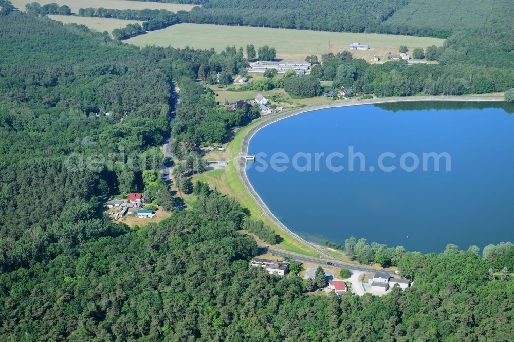 Aerial photograph Stolpe - Riparian areas on the lake area of Obersee in Stolpe in the state Brandenburg, Germany