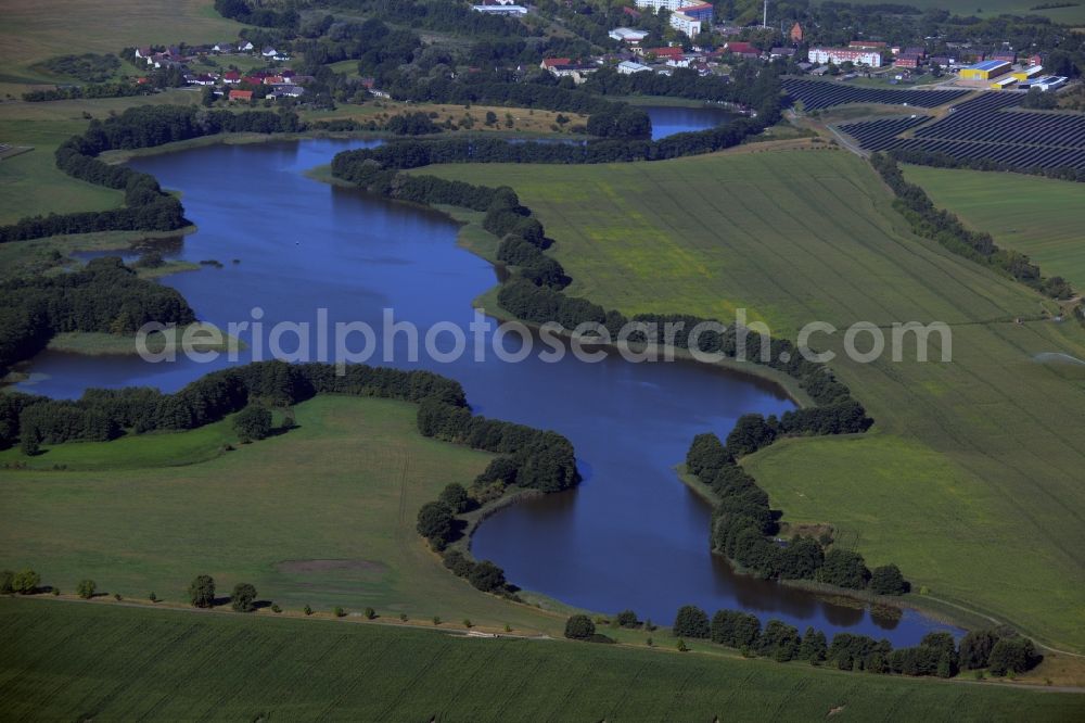 Aerial image Hohen Wangelin - Riparian areas on the lake area of Orthsee in Hohen Wangelin in the state Mecklenburg - Western Pomerania