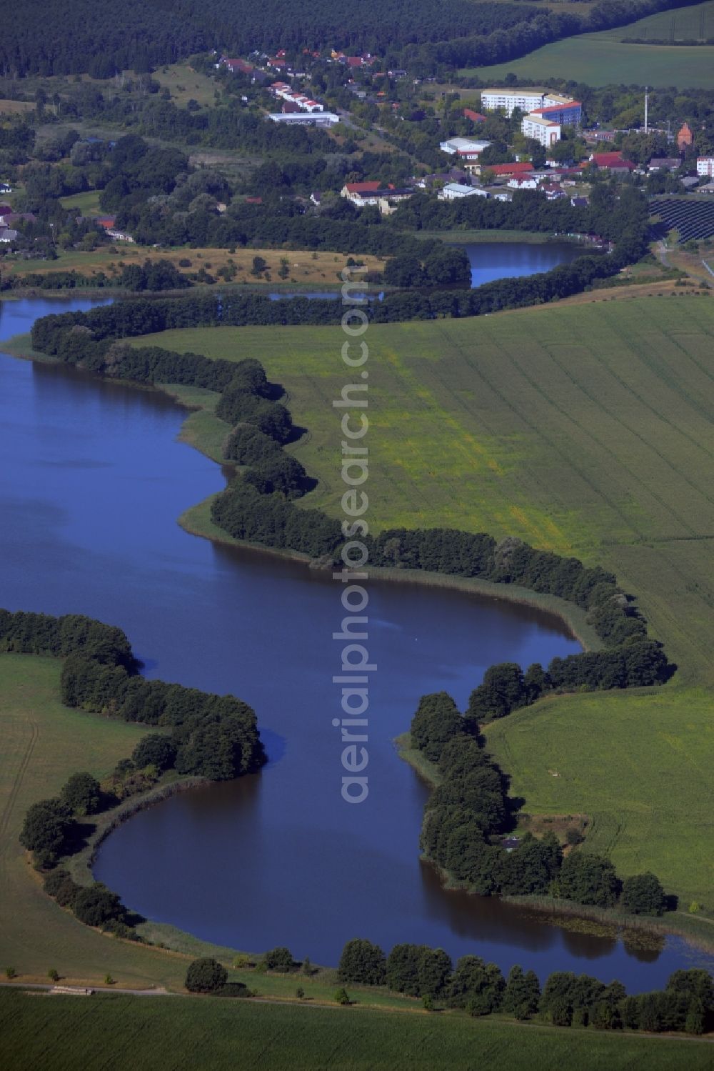 Aerial photograph Hohen Wangelin - Riparian areas on the lake area of Orthsee in Hohen Wangelin in the state Mecklenburg - Western Pomerania