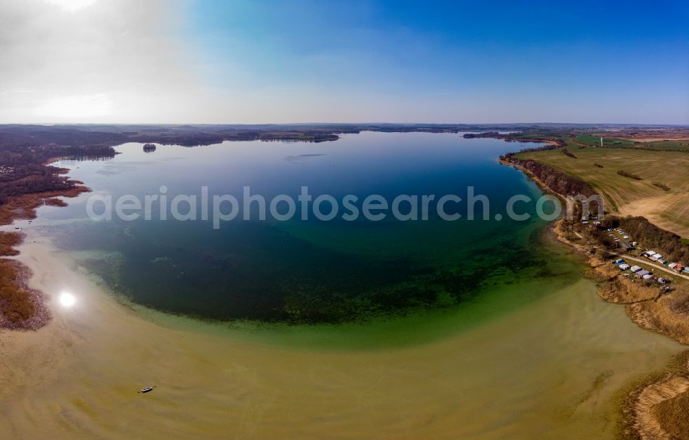 Parsteinsee from above - Riparian areas on the lake area of Parsteiner See in Parsteinsee in the state Brandenburg, Germany