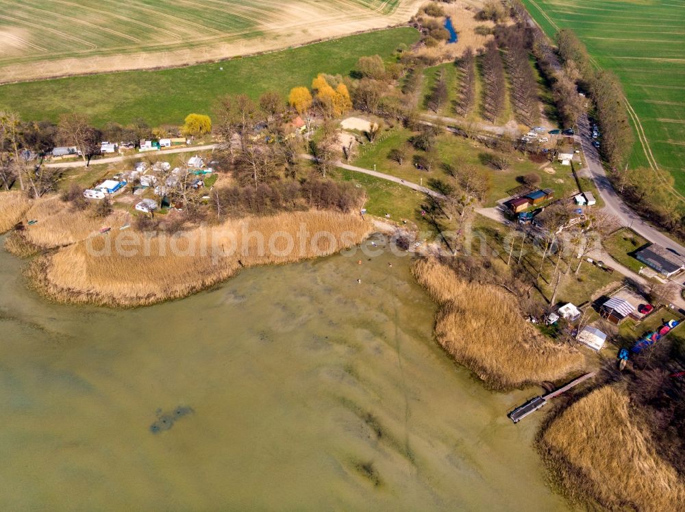 Aerial image Parsteinsee - Riparian areas on the lake area of Parsteiner See in Parsteinsee in the state Brandenburg, Germany