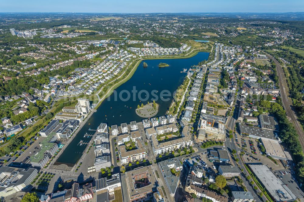 Dortmund from the bird's eye view: Riparian areas on the lake area of Phoenix See in the district Hoerde in Dortmund at Ruhrgebiet in the state North Rhine-Westphalia, Germany