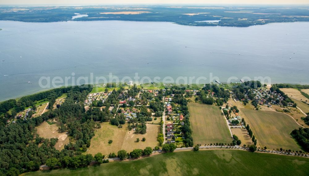 Plau am See from the bird's eye view: Riparian areas on the lake area of Plauer See in Plau am See in the state Mecklenburg - Western Pomerania