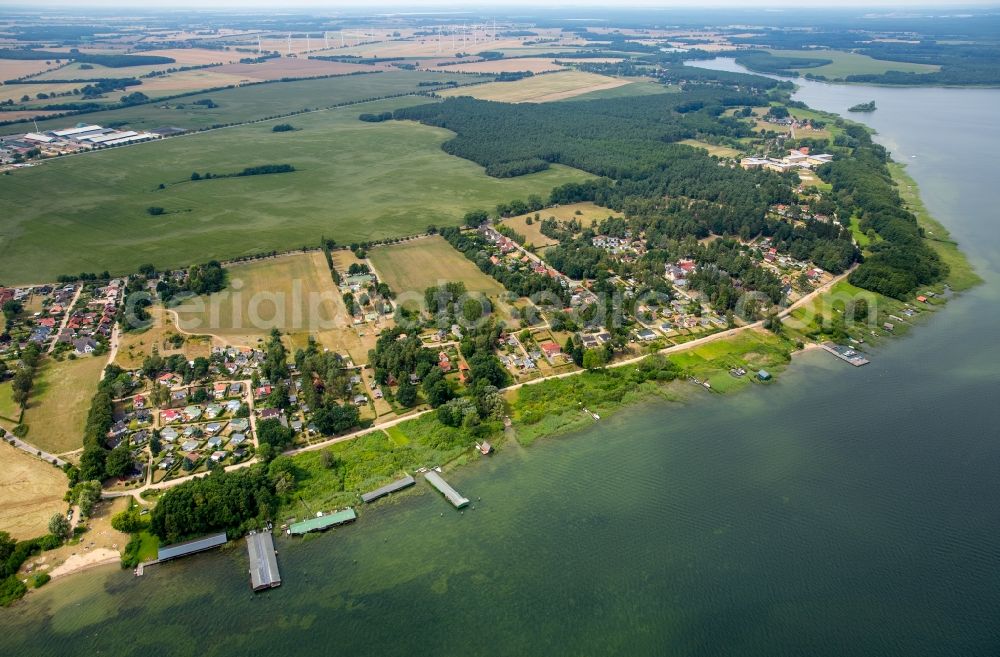 Aerial image Plau am See - Riparian areas on the lake area of Plauer See in Plau am See in the state Mecklenburg - Western Pomerania