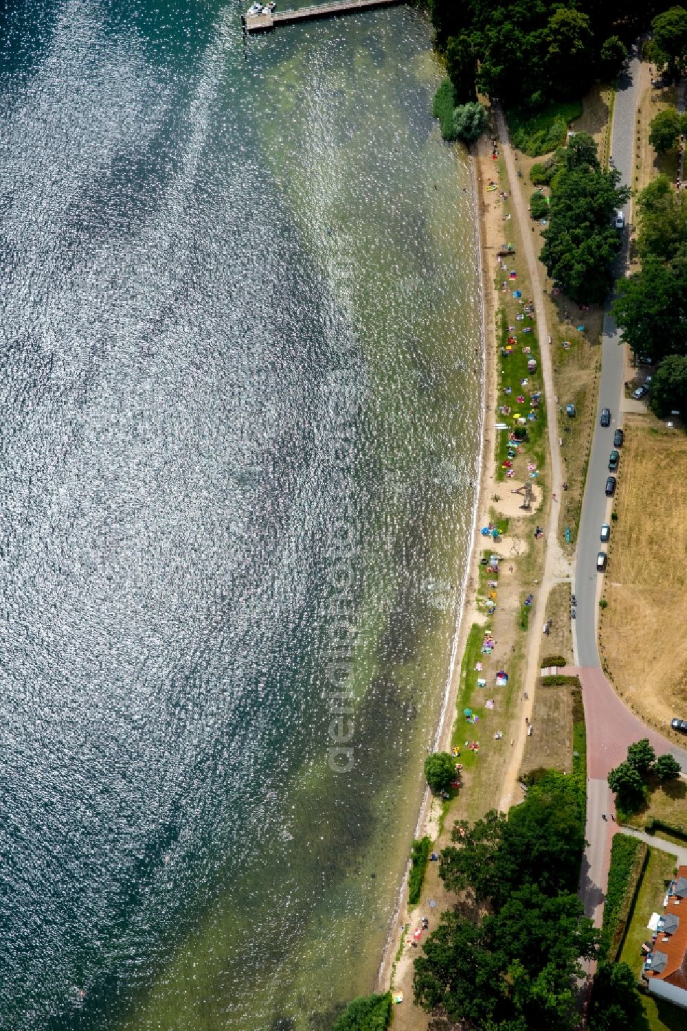 Plau am See from above - Riparian areas on the lake area of Plauer See in Plau am See in the state Mecklenburg - Western Pomerania