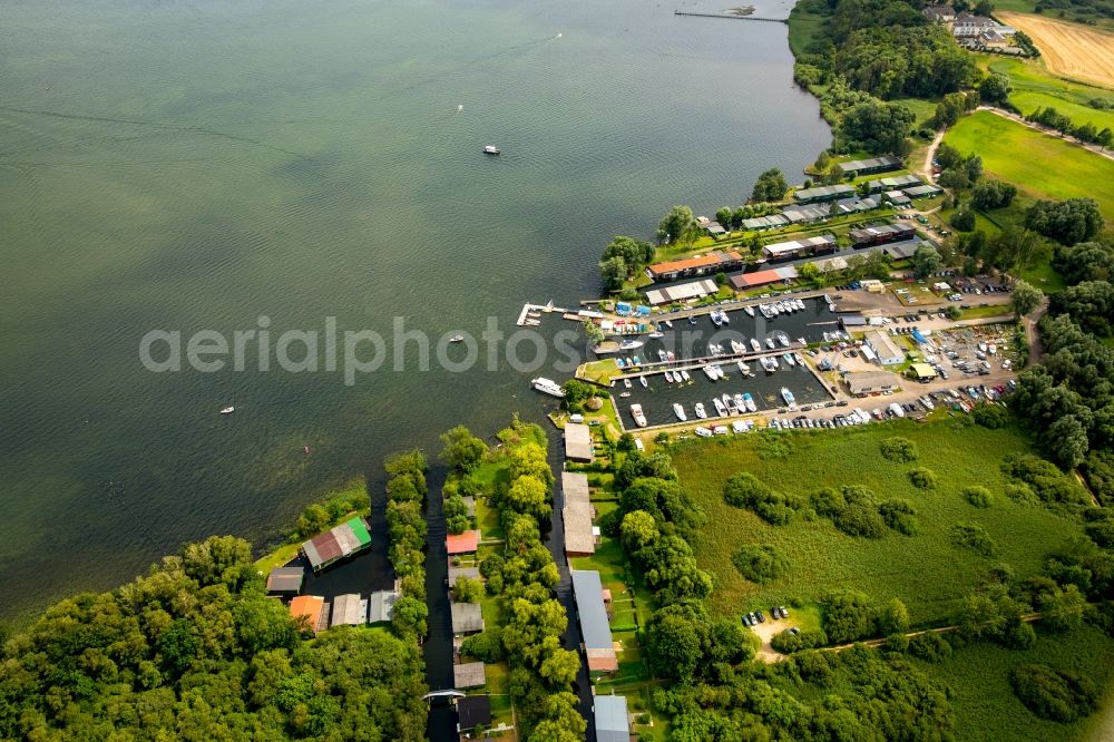 Plau am See from the bird's eye view: Riparian areas on the lake area of Plauer See in Plau am See in the state Mecklenburg - Western Pomerania