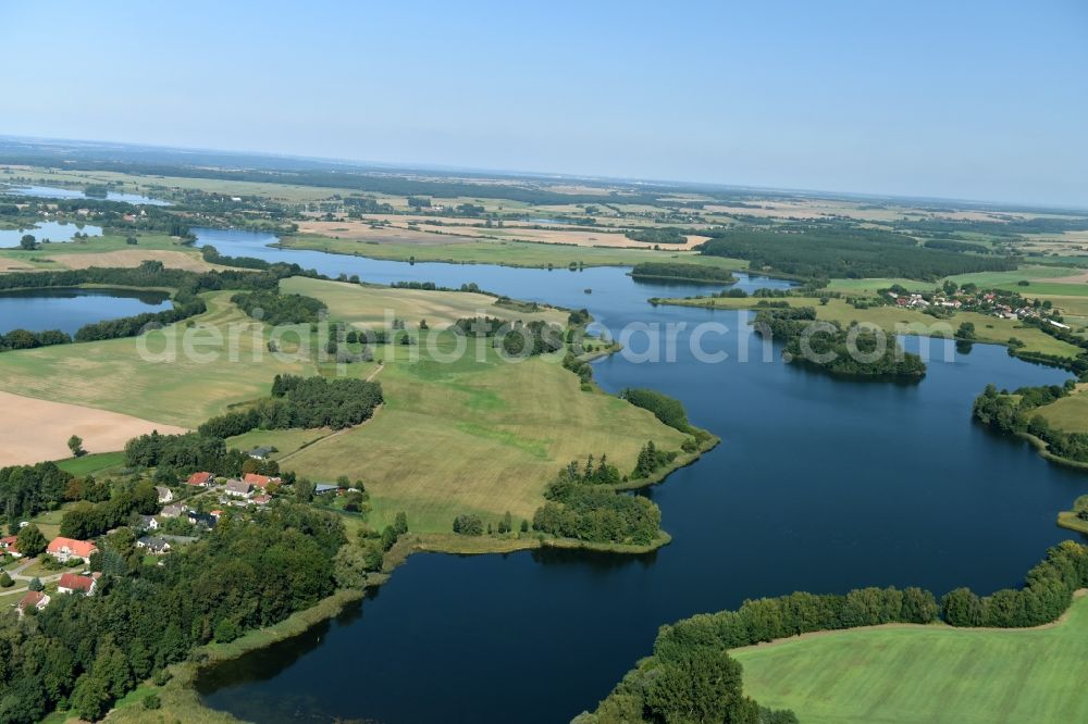 Blankensee from above - Riparian areas on the lake area of Roedliner See in Blankensee in the state Mecklenburg - Western Pomerania