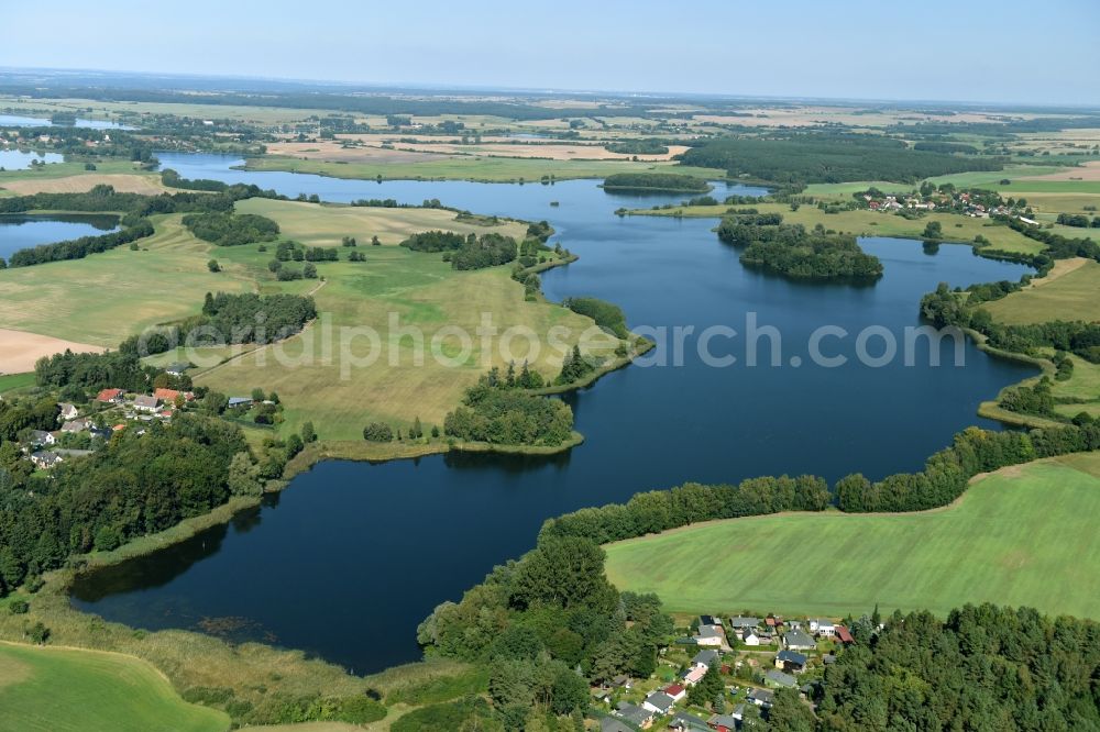 Aerial image Blankensee - Riparian areas on the lake area of Roedliner See in Blankensee in the state Mecklenburg - Western Pomerania