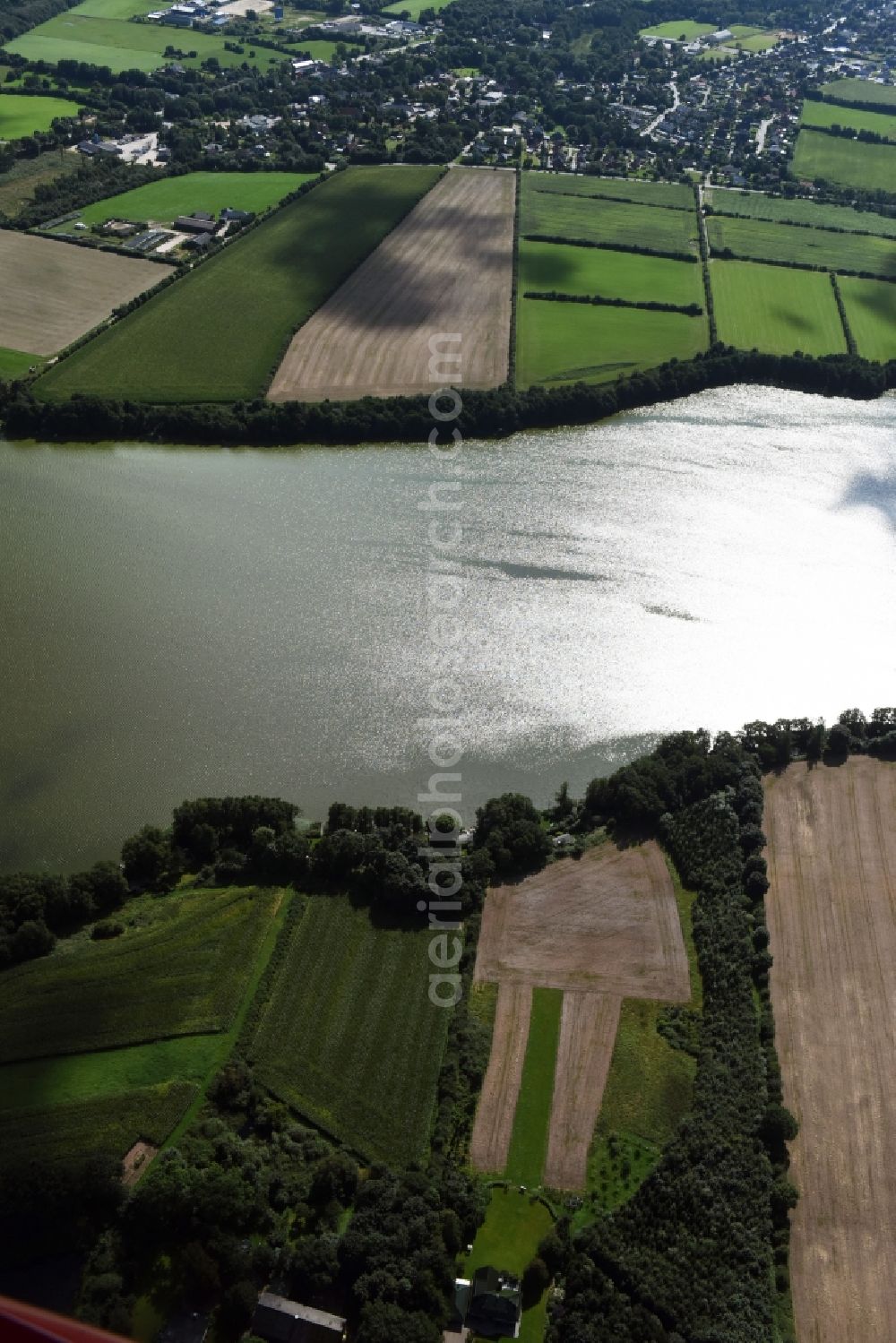 Aerial photograph Sankelmark - Riparian areas on the lake area of Sankelmarker See in Sankelmark in the state Schleswig-Holstein