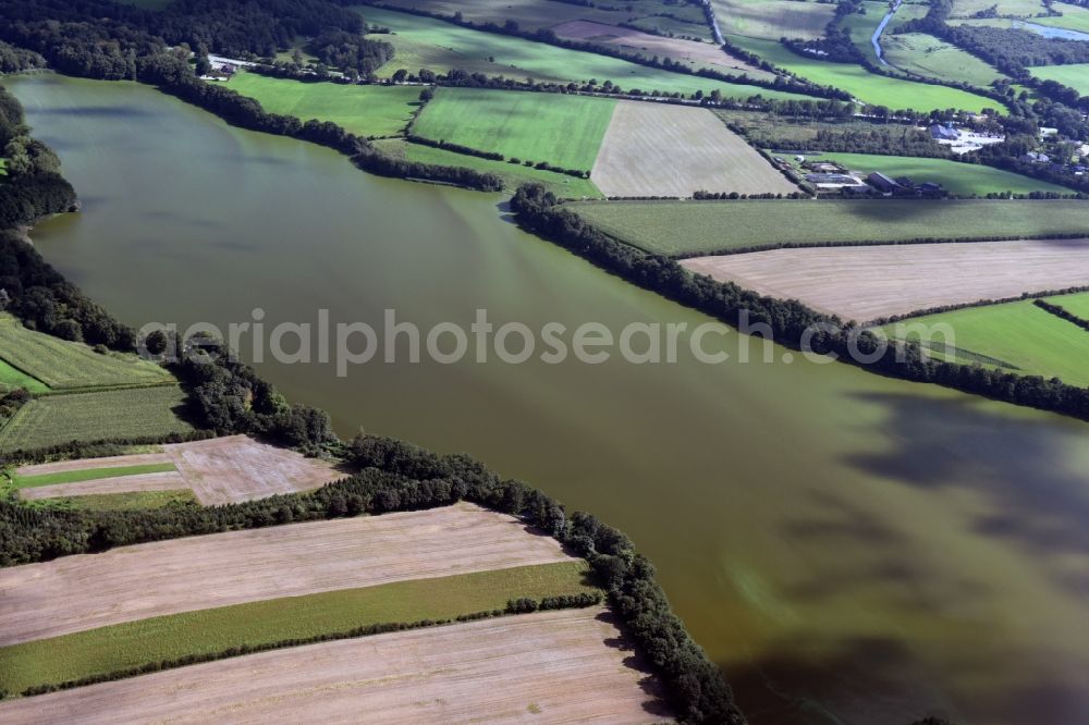 Sankelmark from above - Riparian areas on the lake area of Sankelmarker See in Sankelmark in the state Schleswig-Holstein