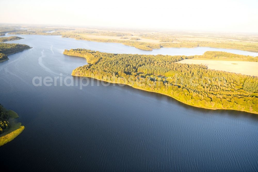 Groß Zecher from above - Riparian areas on the lake area of Schaalsee in Gross Zecher in the state Mecklenburg - Western Pomerania, Germany