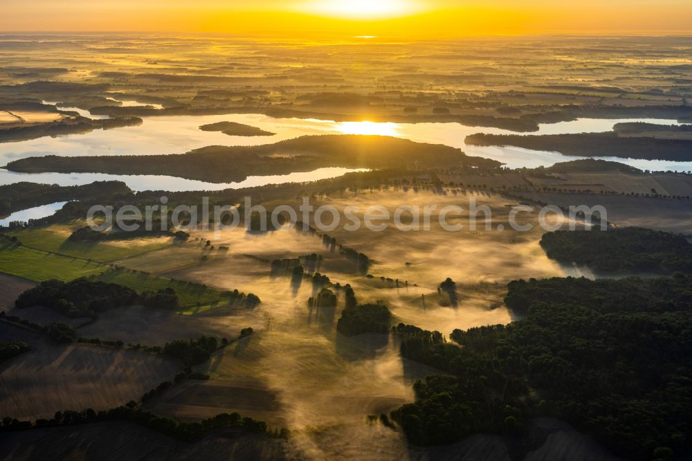 Zarrentin am Schaalsee from above - Riparian areas on the lake area of Schaalsee in Zarrentin am Schaalsee in the state Mecklenburg - Western Pomerania, Germany