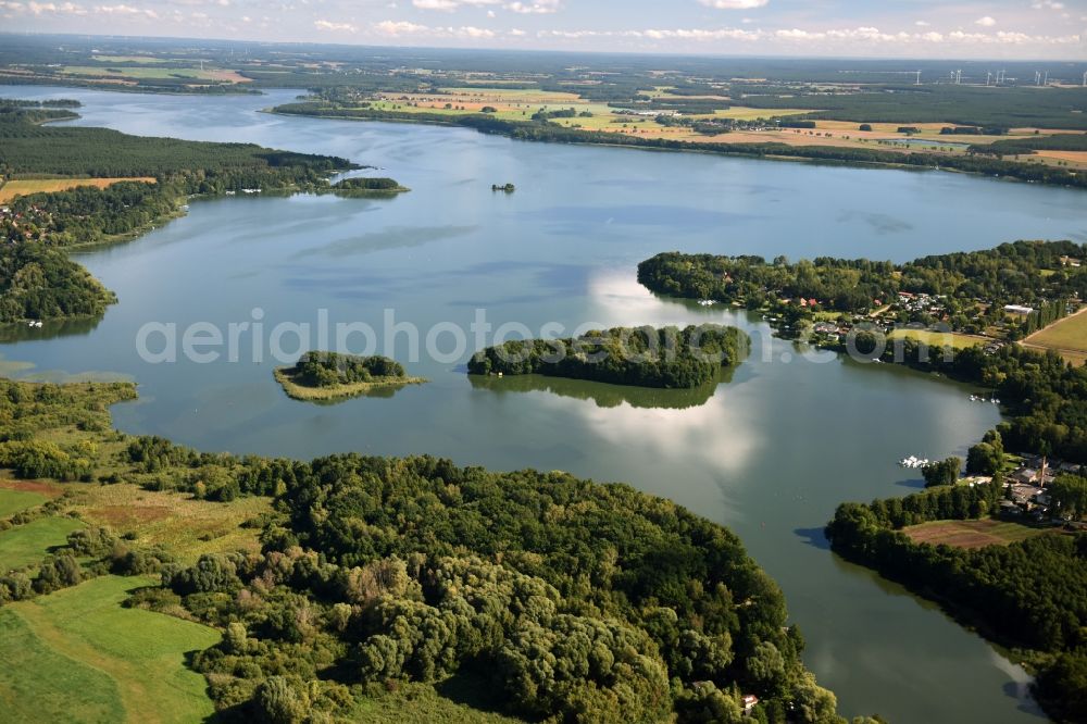 Aerial image Schwielochsee - Riparian areas on the lake area of Schwielochsee in Schwielochsee in the state Brandenburg