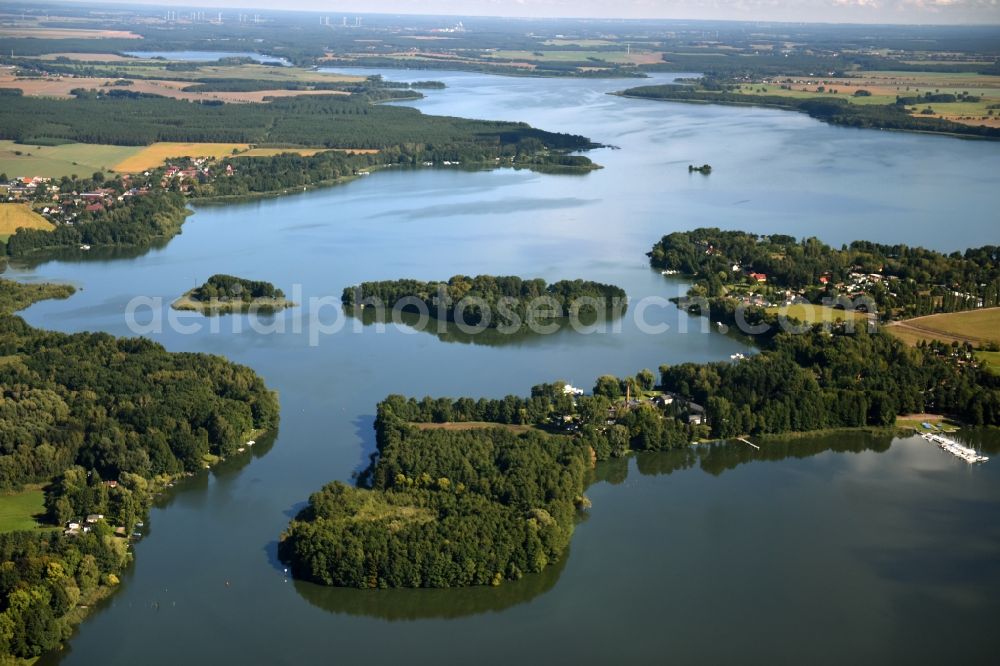 Aerial image Schwielochsee - Riparian areas on the lake area of Schwielochsee in Schwielochsee in the state Brandenburg