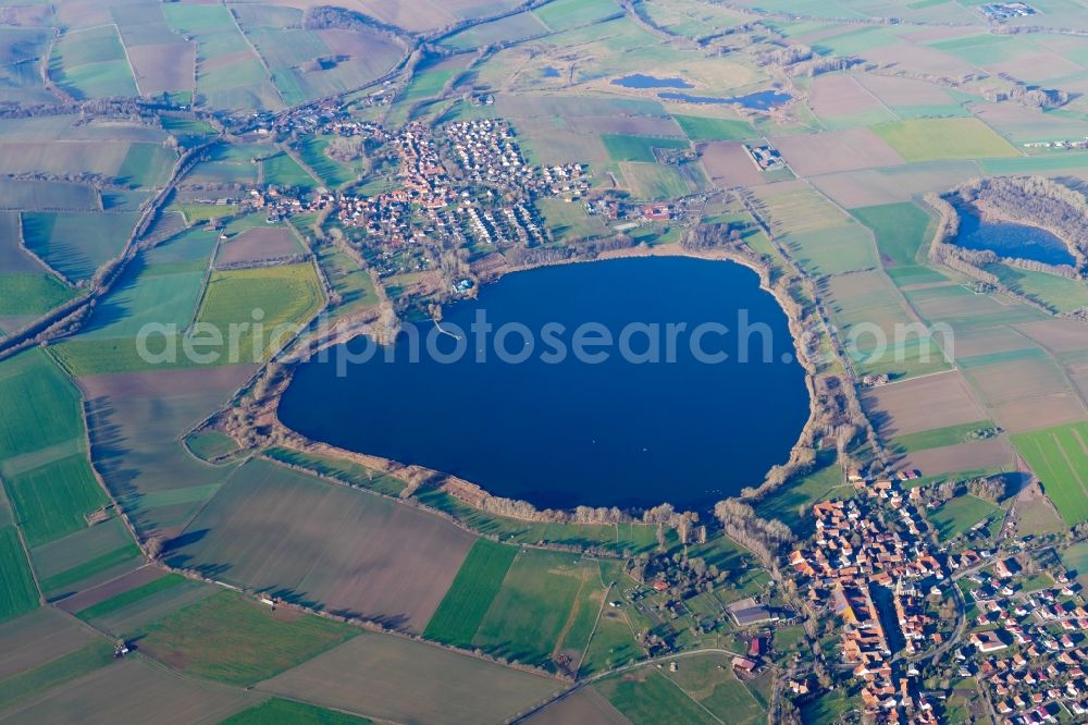 Seeburg from the bird's eye view: Riparian areas on the lake area of Seeburgberg See in Seeburg in the state Lower Saxony, Germany