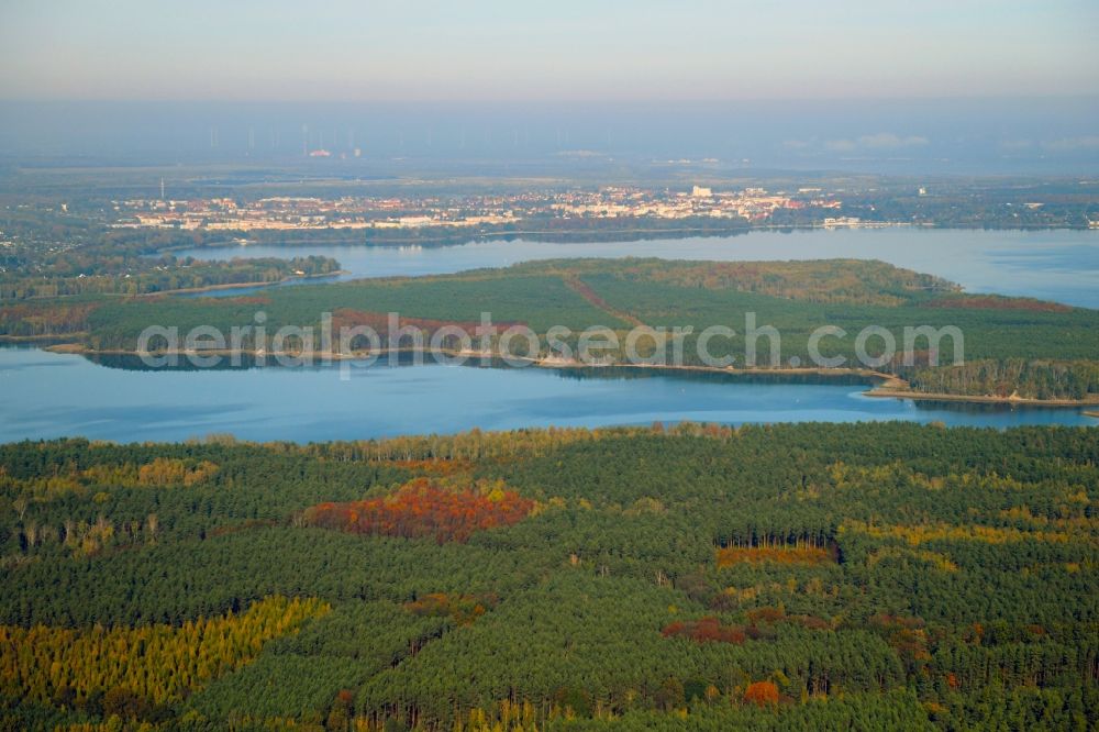 Aerial image Großkoschen - Riparian areas on the lake area of Senftenberger See in Grosskoschen in the state Brandenburg, Germany