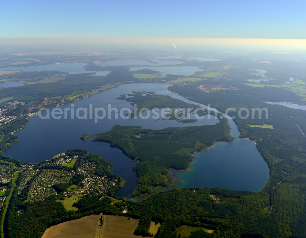 Senftenberg from above - Riparian areas of the city Senftenberg at the lake area of Senftenberger See in the state Brandenburg, Germany