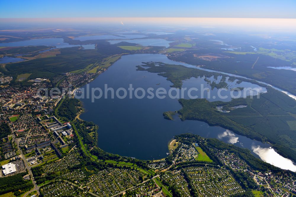 Aerial image Senftenberg - Riparian areas of the city Senftenberg at the lake area of Senftenberger See in the state Brandenburg, Germany