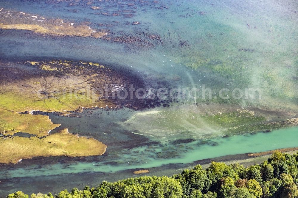 Aerial photograph Aschheim - Riparian areas on the lake area of Speichersee in Aschheim in the state Bavaria, Germany