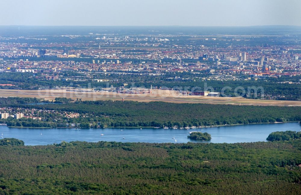 Berlin from above - Riparian areas on the lake area of Tegeler See in Berlin, Germany