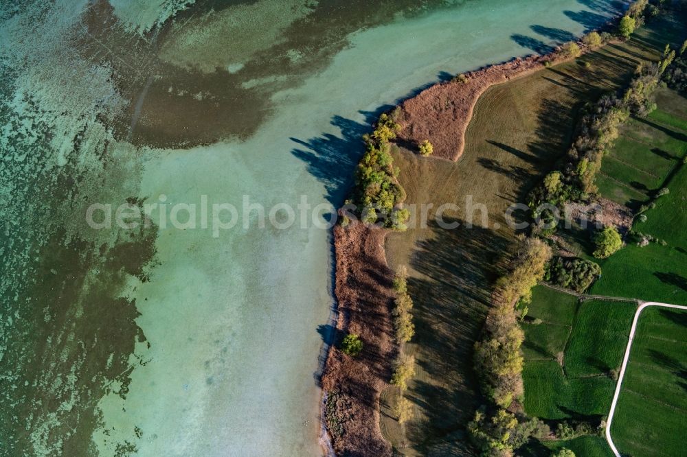 Aerial photograph Gaienhofen - Riparian areas on the lake area of Untersee nahe Bodensee in Gaienhofen in the state Baden-Wuerttemberg, Germany