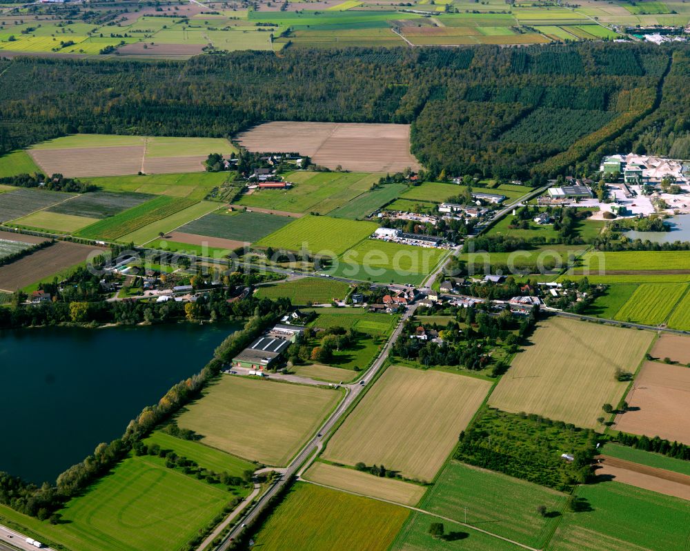 Völkersbach from the bird's eye view: Riparian areas on the lake area of in Völkersbach in the state Baden-Wuerttemberg, Germany