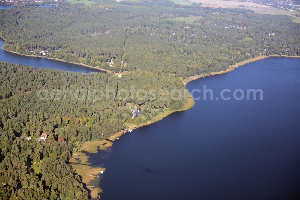 Wandlitz from the bird's eye view: Riparian areas on the lake area of Wandlitzer See in Wandlitz in the state Brandenburg