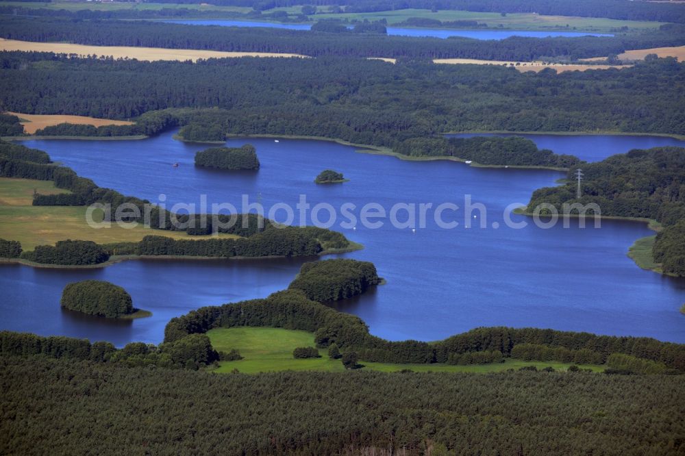 Aerial photograph Priepert - Riparian areas on the lake area of Wangnitzsee in Priepert in the state Mecklenburg - Western Pomerania