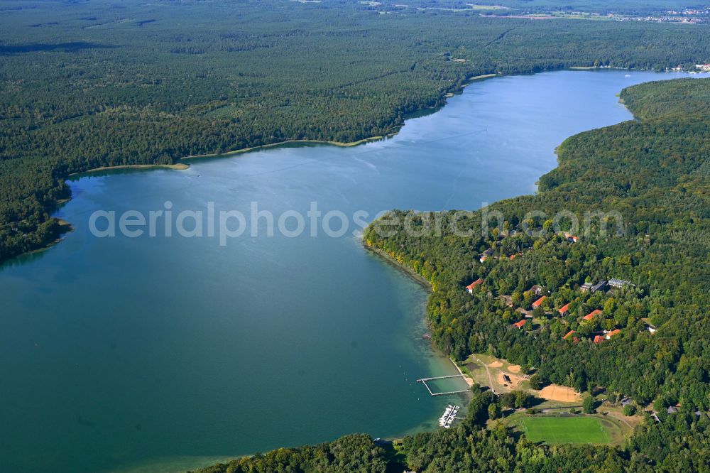 Aerial image Werbellinsee - Riparian areas on the lake area of Werbellinsee in Werbellinsee in the state Brandenburg, Germany