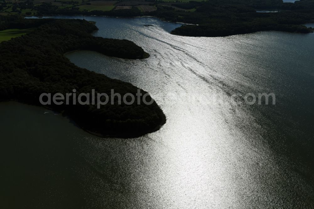 Achterwehr from the bird's eye view: Riparian areas on the lake area of Westensee with the protected landscape Ahrensee und nordoestlicher Westensee in Achterwehr in the state Schleswig-Holstein