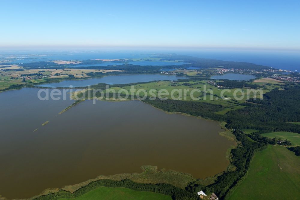 Korswandt from the bird's eye view: Riparian areas on the lake area of Wolgastsee in Korswandt in the state Mecklenburg - Western Pomerania