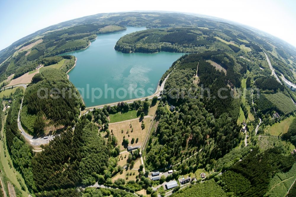 Lüdenscheid from above - Shore areas at Lake of the Versetalsperre in Luedenscheid in North Rhine-Westphalia