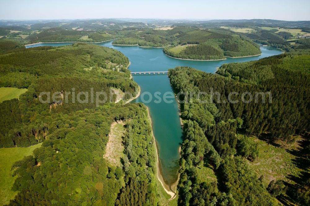 Lüdenscheid from above - Shore areas at Lake of the Versetalsperre in Luedenscheid in North Rhine-Westphalia