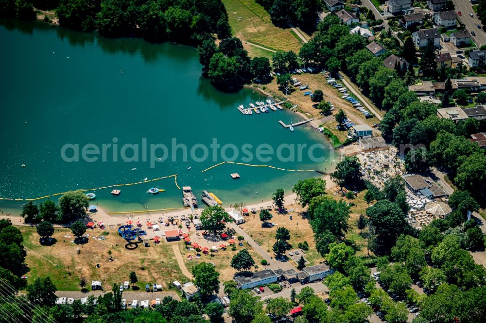 Aerial image Offenburg - Sandy beach areas on the gifizsee in Offenburg in the state Baden-Wurttemberg, Germany