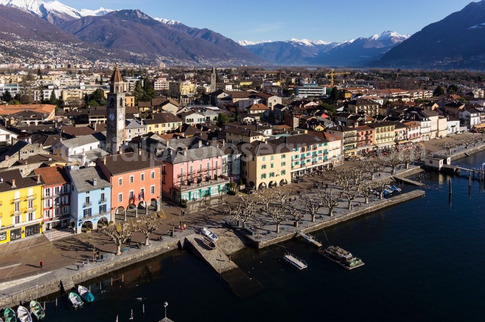 Aerial photograph Ascona - Waterfront Lago Maggiore in Ascona in the canton of Ticino in Switzerland