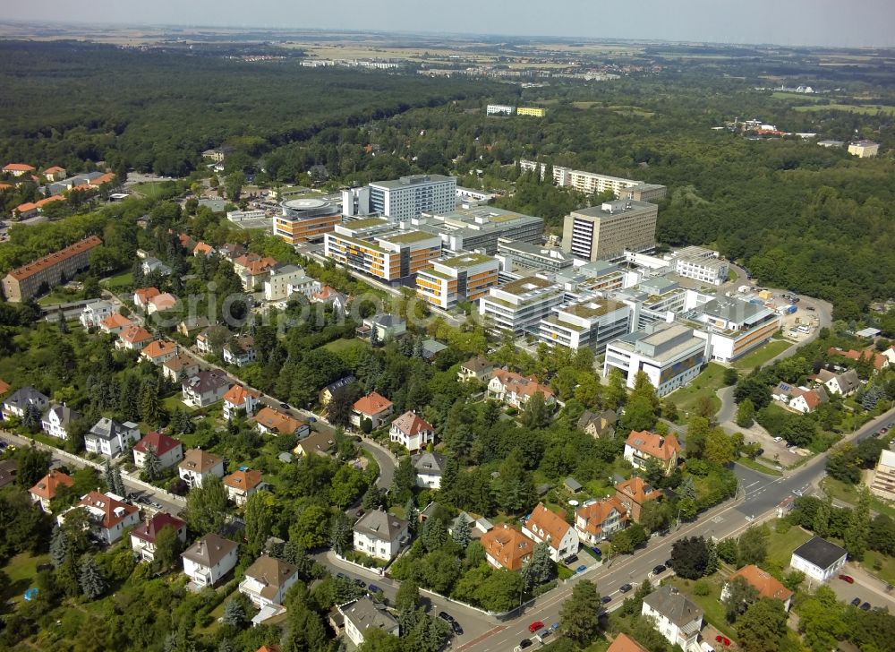 Halle (Saale) from the bird's eye view: University Hospital Kroellwitz at the Ernst-Grube-Strasse in Halle in Saxony-Anhalt