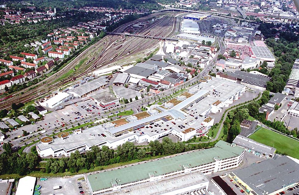 Aerial image Ulm / Baden Württemberg - Ulm / Baden Württemberg Blick auf das Einkaufscentrum ECE an der Bahnstrecke in Ulm an der Donau in Baden Würtemberg