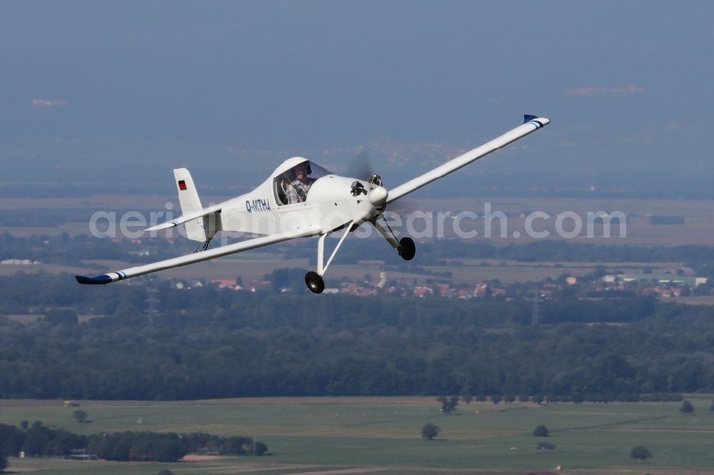 Freiburg im Breisgau from above - Ultralight aircraft of the 120 kilos LSA class Colomban MC-30 Luciole in flight over the airspace in Freiburg in the Breisgau in the state of Baden-Wuerttemberg