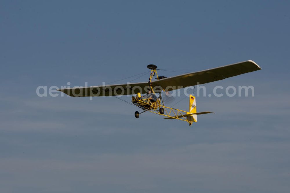 Aerial image Bad Dietzenbach - Flugzeug / Ultraleicht-Flugzeug UL vom Typ Uli Scheibe mit der Kennung D-MRIY nahe dem Flugplatz Bad Dietzenbach EDPB umgangssprachlich das Berneck in Baden-Württemberg. Microlight aircraft near by the Bad Dietzenbach airfield in Baden-Wuerttemberg.