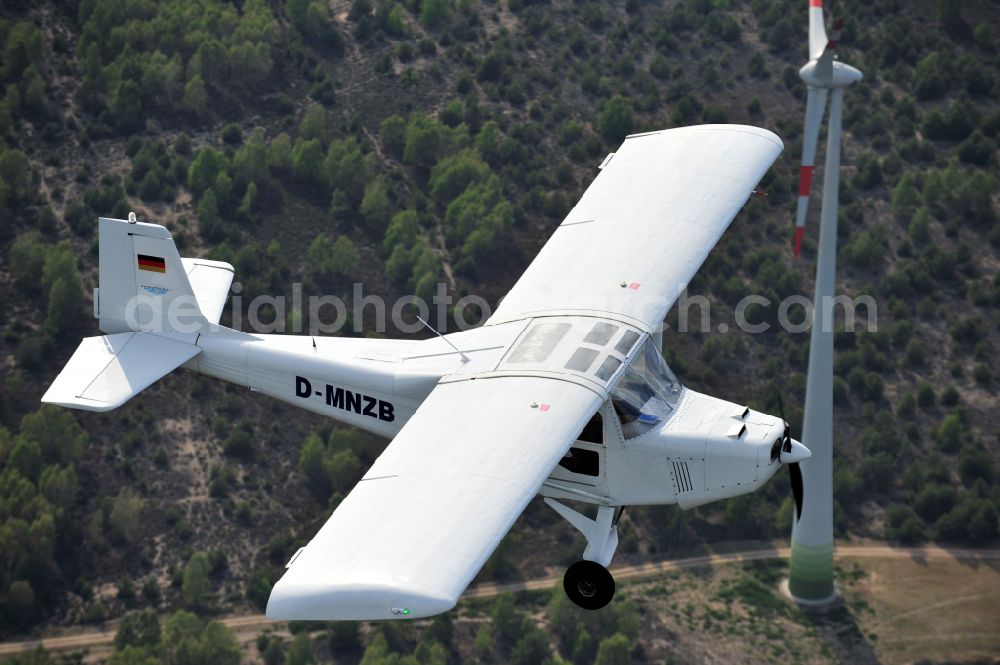 Aerial image Nuthe-Urstromtal - Ultralight aircraft Wild Thing WT01 with the identifier D-MNZB in flight above the sky in Nuthe-Urstromtal in the state Brandenburg, Germany