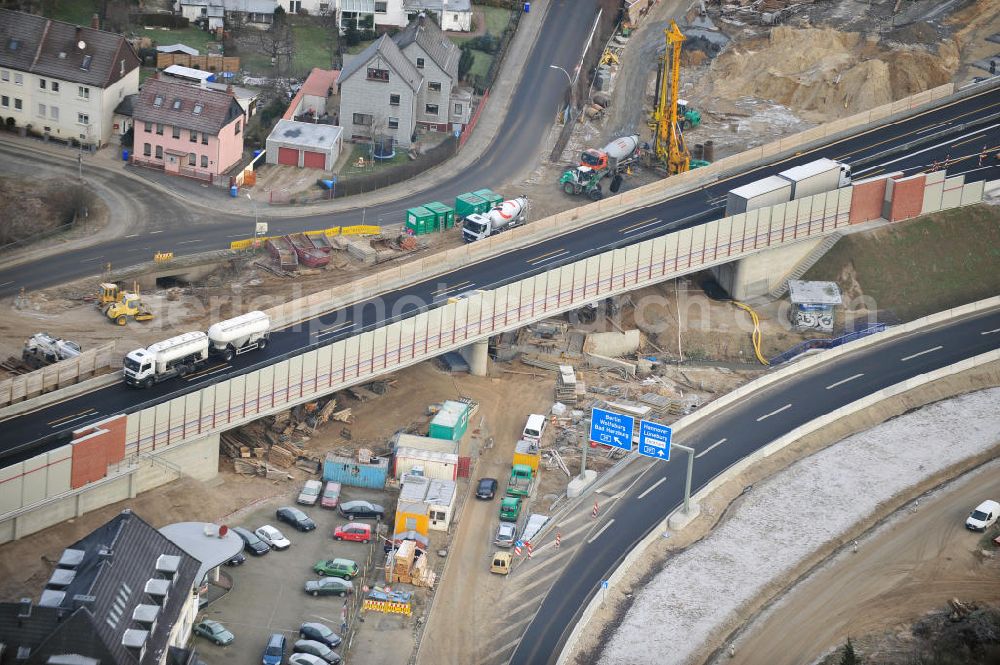 Aerial image Braunschweig - Blick auf den Um- und Ausbau des Autobahndreiecks Braunschweig-Südwest an der Autobahn A29 / A 391. Der EUROVIA Baukonzern errichtet hier einige Brückenneubauten. Bauherr ist die Niedersächsische Landesbehörde für Straßenbau und Verkehr. View of the implementation and expansion of the motorway junction Braunschweig-southwest along the highway A29 / A 395th The construction company built EUROVIA here are some new bridges. Owner is the Lower Saxony state authorities for road construction and transport.