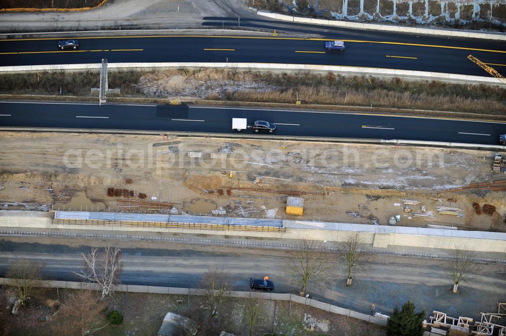 Braunschweig from above - Blick auf den Um- und Ausbau des Autobahndreiecks Braunschweig-Südwest an der Autobahn A29 / A 391. Der EUROVIA Baukonzern errichtet hier einige Brückenneubauten. Bauherr ist die Niedersächsische Landesbehörde für Straßenbau und Verkehr. View of the implementation and expansion of the motorway junction Braunschweig-southwest along the highway A29 / A 395th The construction company built EUROVIA here are some new bridges. Owner is the Lower Saxony state authorities for road construction and transport.