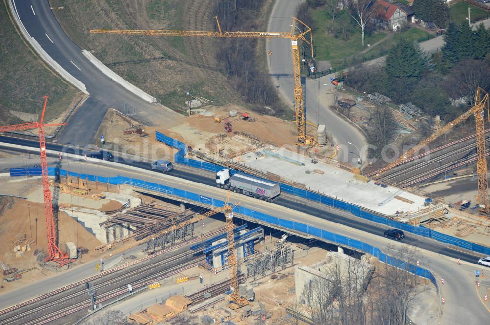 Aerial image Braunschweig - View of the implementation and expansion of the motorway junction Brunswick-southwest along the freeway A29 / A 395 in Lower Saxony. The construction company EUROVIA built here are some new bridges. Owner is the Lower Saxony state authorities for road construction and transport