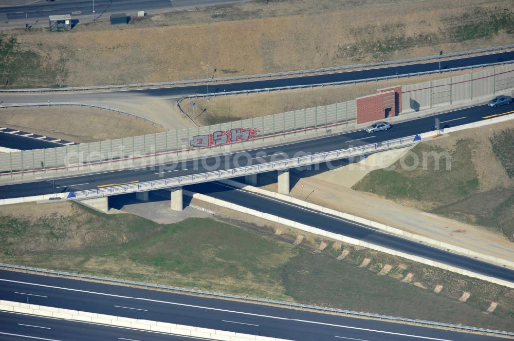 Braunschweig from above - View of the implementation and expansion of the motorway junction Brunswick-southwest along the freeway A29 / A 395 in Lower Saxony. The construction company EUROVIA built here are some new bridges. Owner is the Lower Saxony state authorities for road construction and transport