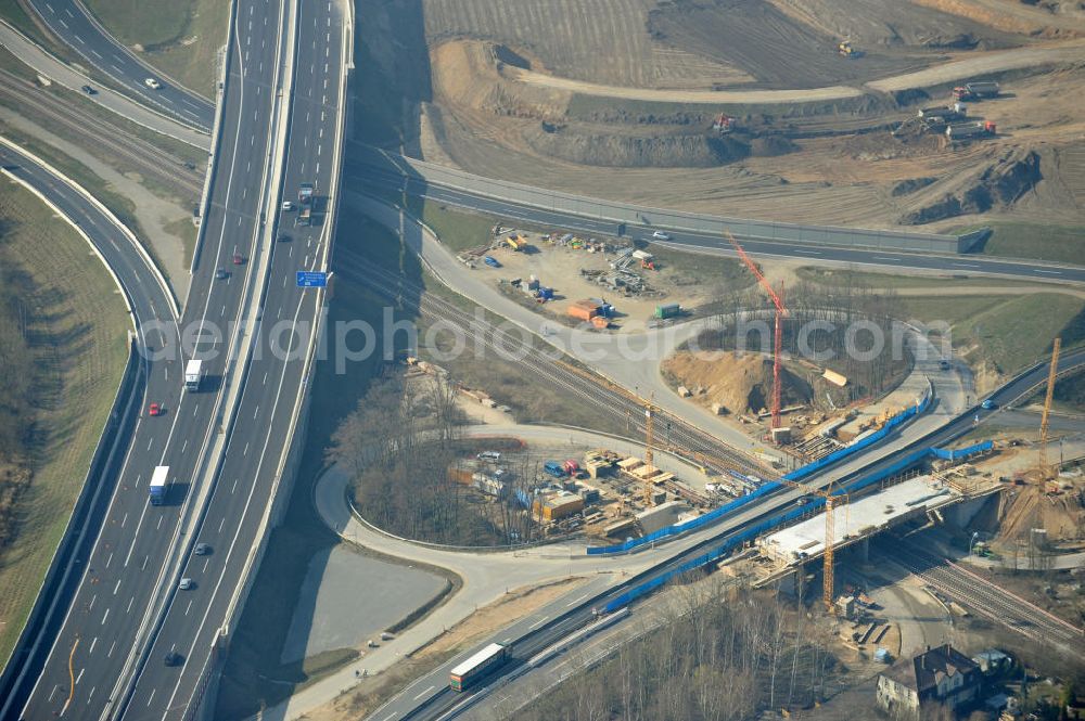 Aerial photograph Braunschweig - View of the implementation and expansion of the motorway junction Brunswick-southwest along the freeway A29 / A 395 in Lower Saxony. The construction company EUROVIA built here are some new bridges. Owner is the Lower Saxony state authorities for road construction and transport