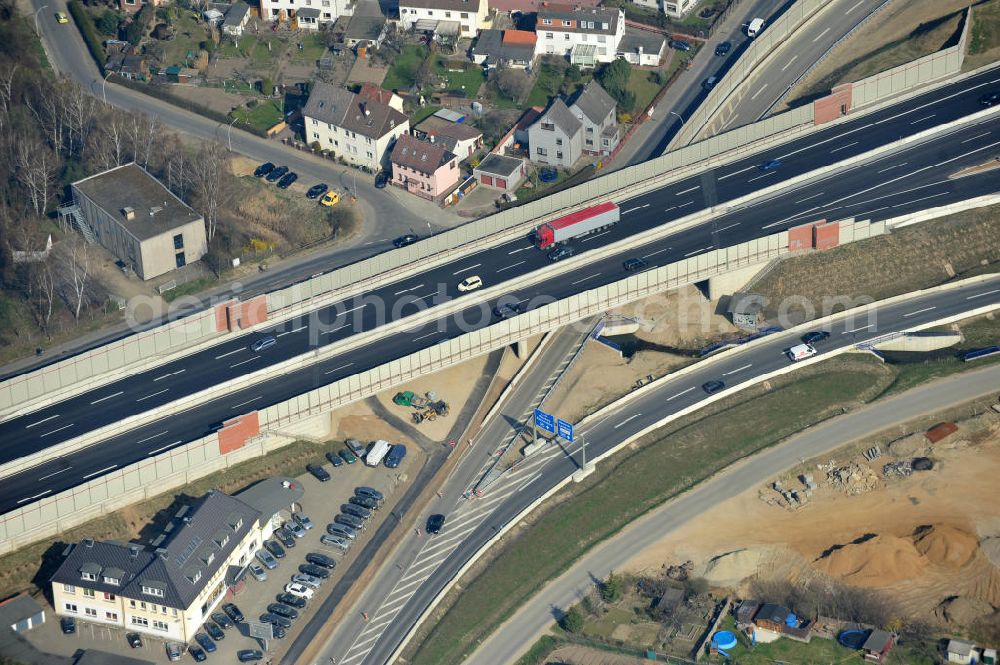 Aerial photograph Braunschweig - View of the implementation and expansion of the motorway junction Brunswick-southwest along the freeway A29 / A 395 in Lower Saxony. The construction company EUROVIA built here are some new bridges. Owner is the Lower Saxony state authorities for road construction and transport